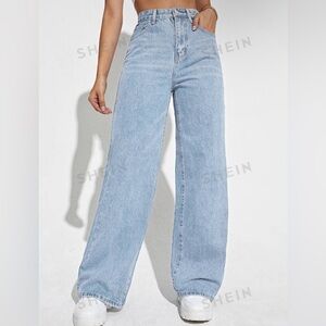 High waist wide leg jeans - light wash (never worn)